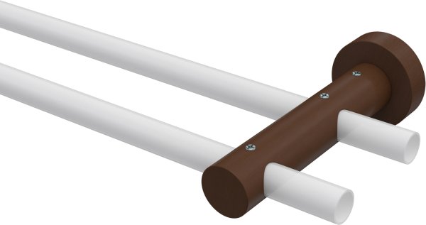 Träger Adrian Nussbaum lackiert 2-läufig 6 und 12 cm für Gardinenstangen 16 mm Ø