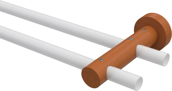 Träger Adrian Kirschbaum lackiert 2-läufig 6 und 12 cm für Gardinenstangen 16 mm Ø