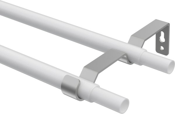 Träger Hera Silbergrau 2-läufig 7,5 und 13,5 cm für Gardinenstangen 16 mm Ø