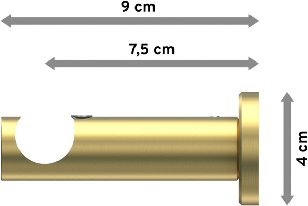 Träger Platon Messing-Optik 1-läufig 7,5 cm für Gardinenstangen 20 mm Ø