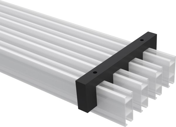 Deckenträger Smartline Schwarz 4-läufig 1 cm für Innenlaufstangen 14x35 mm