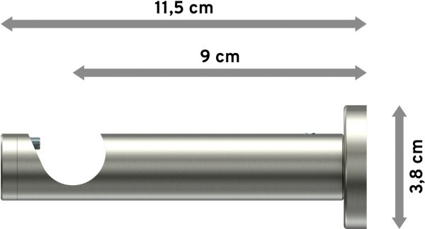Träger Perfecta Edelstahl 1-läufig 9 cm für Gardinenstangen 20 mm Ø