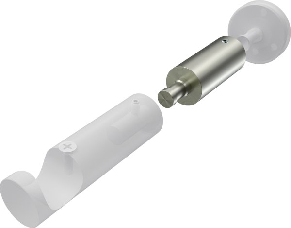 Trägerverlängerung Edelstahl-Optik 5 cm Typ D20 für Gardinenstangen 20 mm Ø