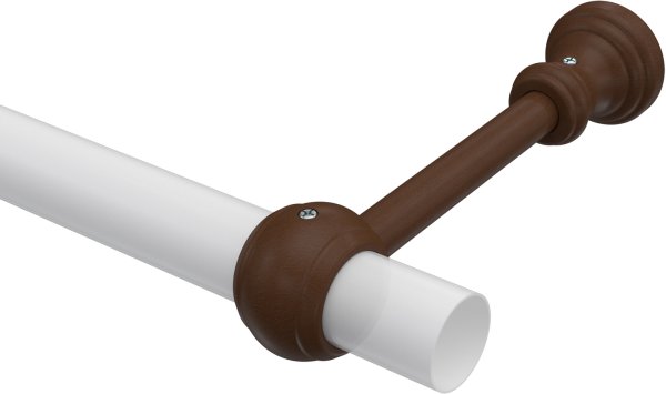 Träger Classic Nussbaum lackiert 1-läufig 17 cm für Gardinenstangen 28 mm Ø