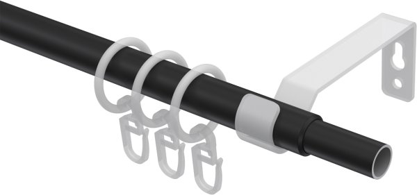 Ausziehbare Gardinenstange Metall / Kunststoff 16/13 mm 2-läufig Ø HERA - Livo Silbergrau / Schwarz