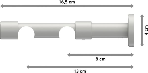 Träger Prestige Weiß 2-läufig 8 und 13 cm für Gardinenstangen 20 mm Ø
