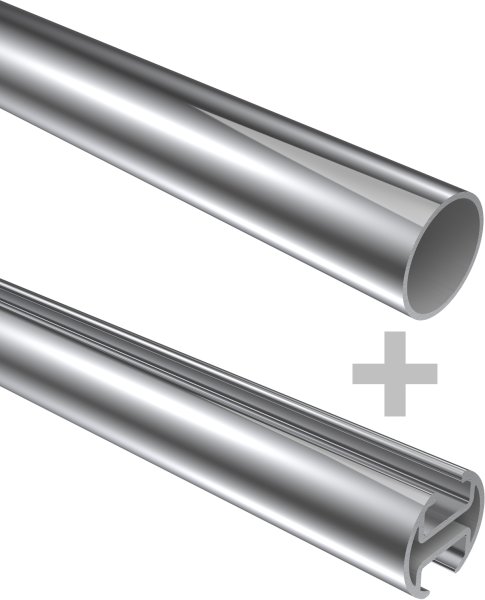 Rundrohr-Innenlauf Gardinenstange Aluminium / Metall 20 mm Ø 2-läufig PRESTIGE - Elanto Chrom