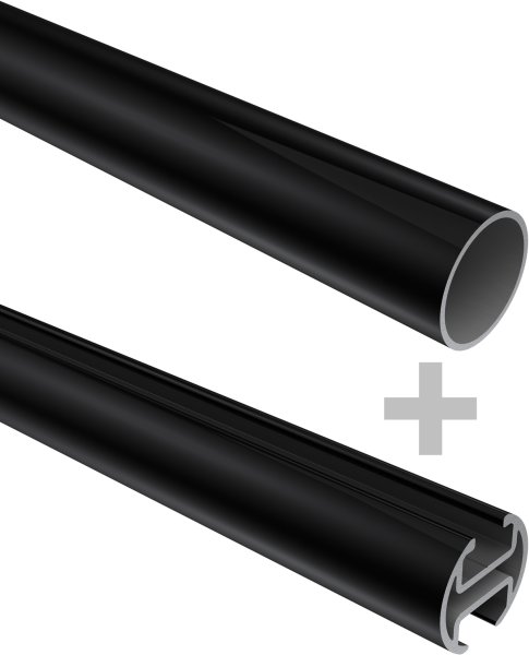 Rundrohr-Innenlauf Gardinenstange Aluminium / Metall 20 mm Ø 2-läufig PRESTIGE - Santo Schwarz