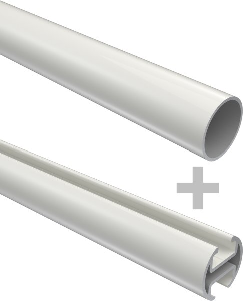 Rundrohr-Innenlauf Gardinenstange Aluminium / Metall 20 mm Ø 2-läufig PRESTIGE - Sitra Weiß