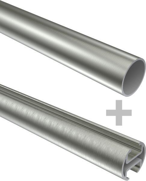 Rundrohr-Innenlauf Gardinenstange Edelstahl-Optik 20 mm Ø 2-läufig PRESTIGE - Santo