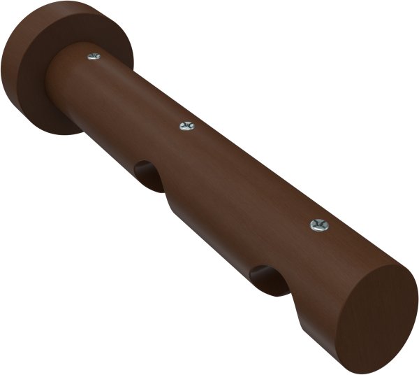 Innenlauf Gardinenstange Aluminium / Holz 20 mm Ø 2-läufig TALENT - Siveo Silbergrau / Nussbaum lackiert