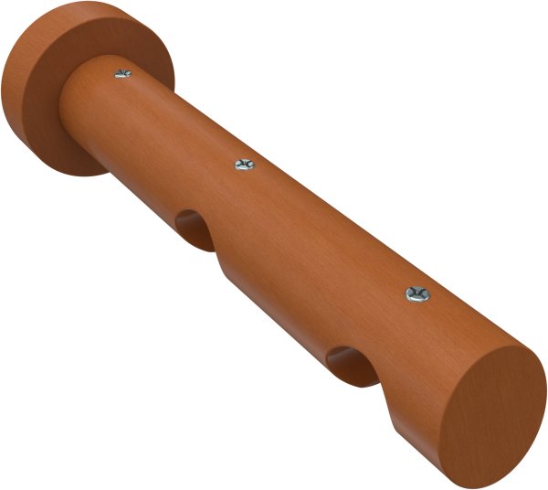 Innenlauf Gardinenstange Aluminium / Holz 20 mm Ø 2-läufig TALENT - Feta Silbergrau / Kirschbaum lackiert