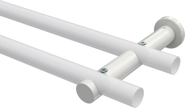Träger Platon Weiß 2-läufig 7,5 und 14,5 cm für Gardinenstangen 20 mm Ø