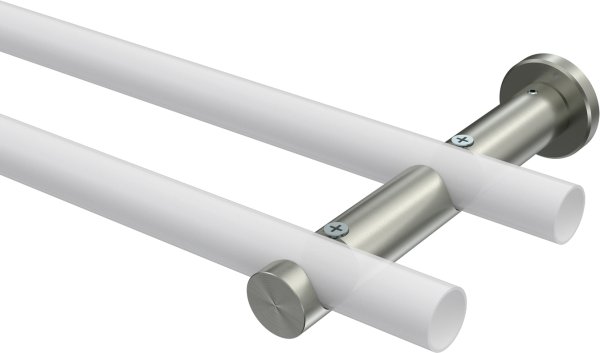 Träger Platon Edelstahl-Optik 2-läufig 7,5 und 14,5 cm für Gardinenstangen 20 mm Ø