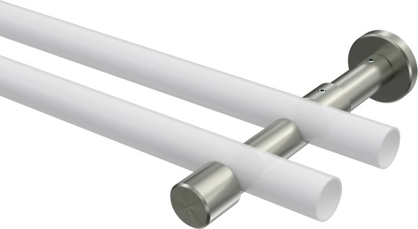 Träger Prestige Edelstahl-Optik 2-läufig 8 und 13 cm für Gardinenstangen 20 mm Ø