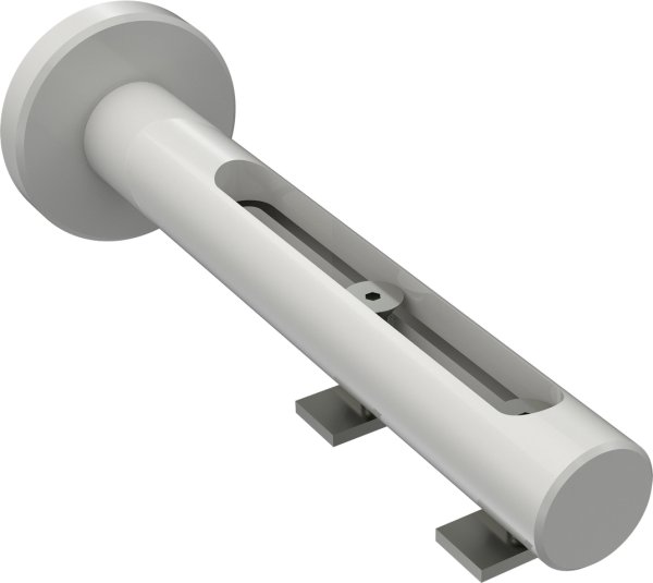 Innenlauf Gardinenstange Aluminium / Metall 20 mm Ø 2-läufig SITENO - Sitra Silbergrau / Weiß