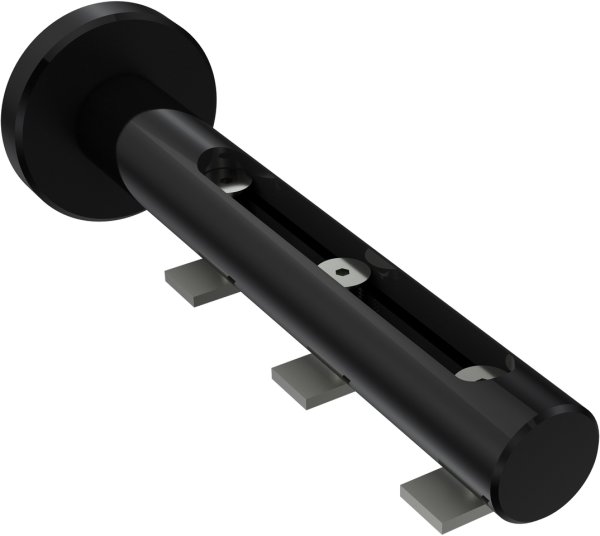 Innenlauf Gardinenstange Aluminium / Metall 20 mm Ø 3-läufig SITENO - Santo Silbergrau / Schwarz