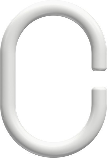 Duschvorhangringe (Duschringe) Weiß Typ C-Form, offen für Duschvorhangstangen