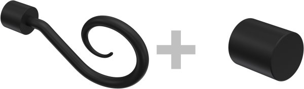 Ausziehbare Gardinenstange Metall / Kunststoff 16/13 mm 2-läufig Ø HERA - Helix Silbergrau / Schwarz