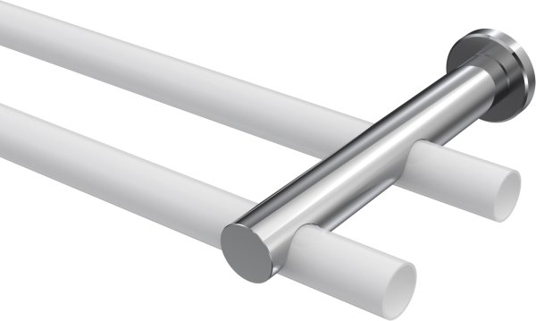 Träger Platon Chrom 2-läufig 7,5 und 14,5 cm für Gardinenstangen 20 mm Ø