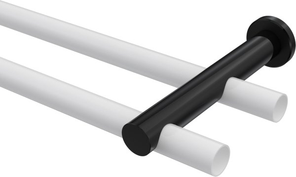 Träger Platon Schwarz 2-läufig 7,5 und 14,5 cm für Gardinenstangen 20 mm Ø