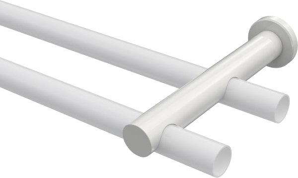 Träger Platon Weiß 2-läufig 7,5 und 14,5 cm für Gardinenstangen 20 mm Ø