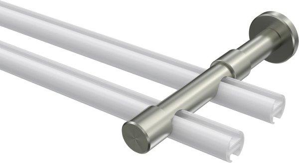 Träger Prestige Edelstahl-Optik 2-läufig 8 und 13 cm für Gardinenstangen 20 mm Ø