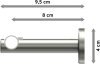 Gardinenstange Metall 16 mm Ø MEDIUM - Poveda Schwarz / Edelstahl-Optik 100 cm
