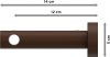 Gardinenstange Edelstahl / Holz Nussbaum lackiert 16 mm Ø ADRIAN - Pin 100 cm