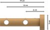 Gardinenstange Metall / Holz 16 mm Ø 2-läufig ADRIAN - Pin Schwarz / Buche lackiert 100 cm