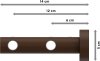 Gardinenstange Metall / Holz 16 mm Ø 2-läufig ADRIAN - Pin Silbergrau / Nussbaum lackiert 400 cm (2 x 200 cm)