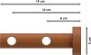 Gardinenstange Metall / Holz 16 mm Ø 2-läufig ADRIAN - Pin Edelstahl-Optik / Kirschbaum lackiert 100 cm