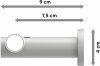 Gardinenstange Metall 20 mm Ø PLATON - Bento Edelstahl-Optik / Weiß 100 cm