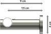 Gardinenstange Metall 20 mm Ø PLATON - Galaxa Schwarz / Edelstahl-Optik 100 cm