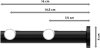 Gardinenstange Metall 20 mm Ø 2-läufig PLATON - Luino Edelstahl-Optik / Schwarz 100 cm