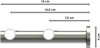 Gardinenstange Metall 20 mm Ø 2-läufig PLATON - Luino Weiß / Edelstahl-Optik 100 cm