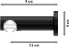 Innenlauf Gardinenstange Aluminium / Metall 20 mm Ø PLATON - Santo Edelstahl-Optik / Schwarz 100 cm