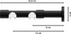 Innenlauf Gardinenstange Aluminium / Metall 20 mm Ø 2-läufig PRESTIGE - Elanto Weiß / Schwarz 100 cm