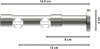 Innenlauf Gardinenstange Messing-Optik / Edelstahl-Optik 20 mm Ø 2-läufig PRESTIGE - Estana 100 cm