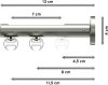 Innenlauf Gardinenstange Edelstahl-Optik 20 mm Ø 2-läufig SITENO - Luino 100 cm
