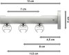 Innenlauf Gardinenstange Aluminium / Metall 20 mm Ø 3-läufig SITENO - Santo Edelstahl-Optik / Weiß 100 cm