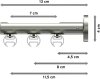 Innenlauf Gardinenstange Edelstahl-Optik 20 mm Ø 3-läufig SITENO - Santo 100 cm
