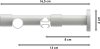Rundrohr-Innenlauf Gardinenstange Aluminium / Metall 20 mm Ø 2-läufig PRESTIGE - Sitra Silbergrau / Weiß 100 cm