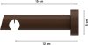 Träger Talent Nussbaum lackiert 1-läufig 12 cm für Innenlaufstangen 20 mm Ø 