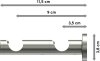 Träger Perfecta Edelstahl 2-läufig 3,5 und 9,5 cm für Gardinenstangen 20 mm Ø 
