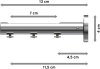 Träger Siteno Chrom 1-3-läufig 4,5 bis 11,5 cm für Innenlaufstangen 20 mm Ø 
