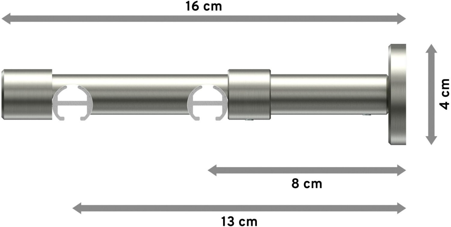 Innenlauf Gardinenstange Edelstahl-Optik 16 mm Ø 2-läufig SINUX - Scarano  100 cm