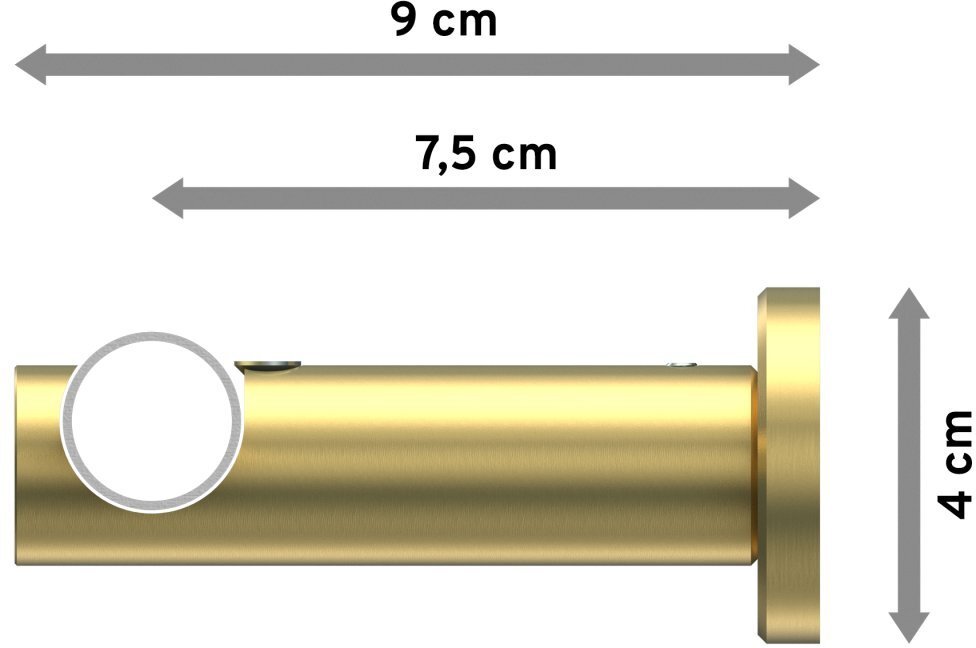 Gardinenstange Messing-Optik 20 mm Ø PLATON - Santo 100 cm | Gardinenstangenhalter