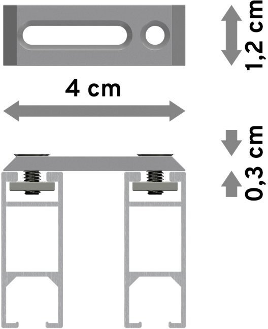 Innenlauf Gardinenstange Deckenmontage Aluminium / Metall eckig 14x35 mm 2- läufig SMARTLINE (Universal) - Lox Schwarz 100 cm