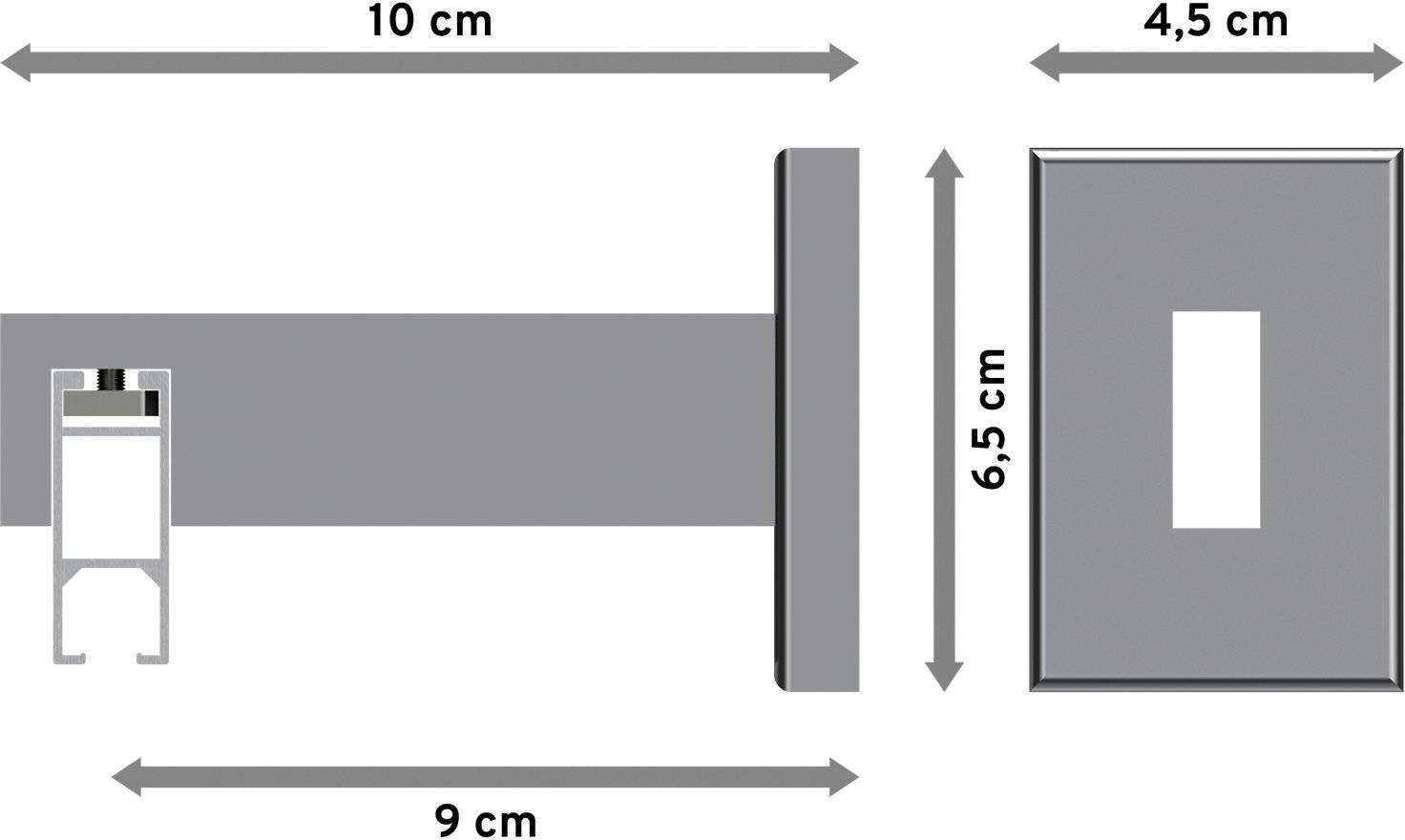 Innenlauf eckig SMARTLINE Chrom Weiß 14x35 / cm Lox Aluminium Gardinenstange mm / Metall 100 -